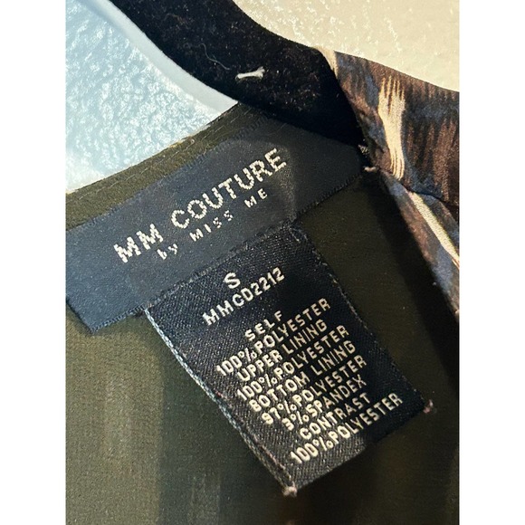 MM Couture by Miss Me Brown Geometric Diamond Print Sheer Back - Picture 8 of 8